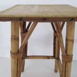 Vintage square rattan stool