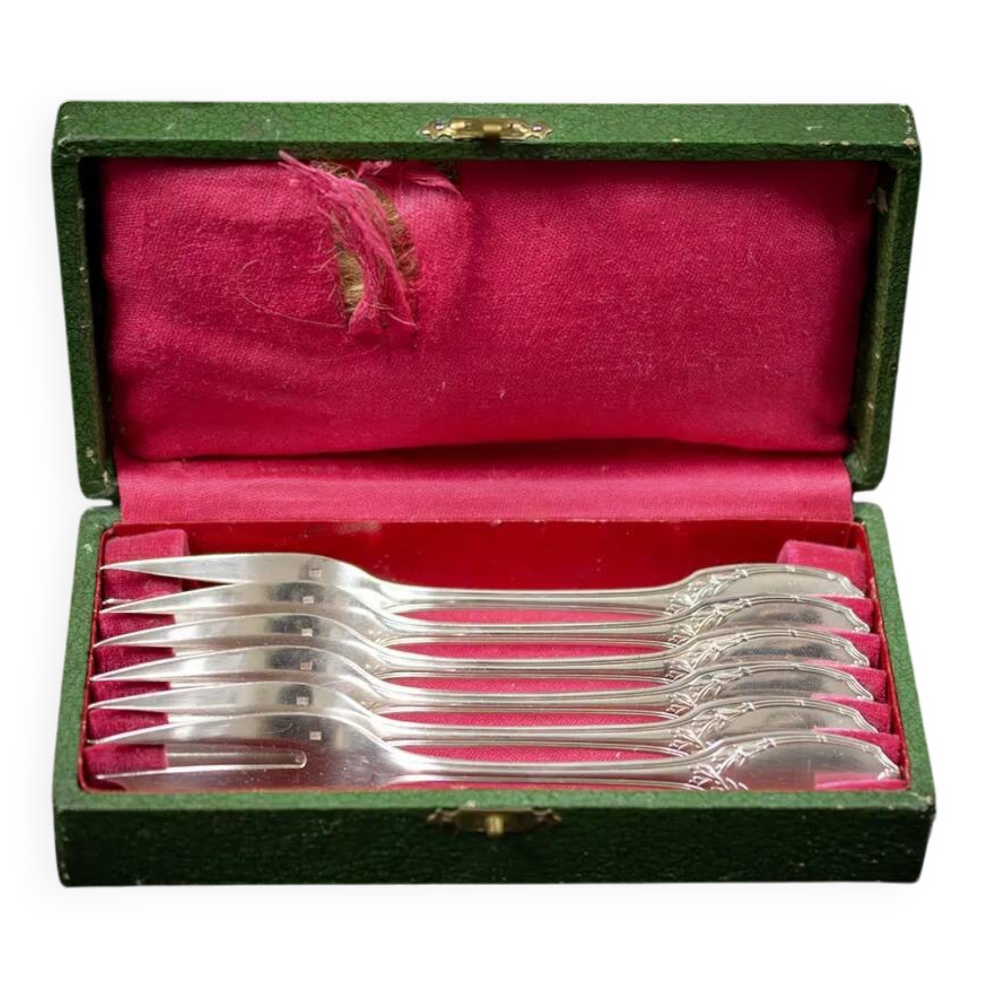 Alfenide – Christofle six silver-plated shellfish forks