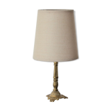 Bedside lamp in gold metal and linen lampshade