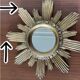 Vintage sun mirror in golden resin 60s/70s