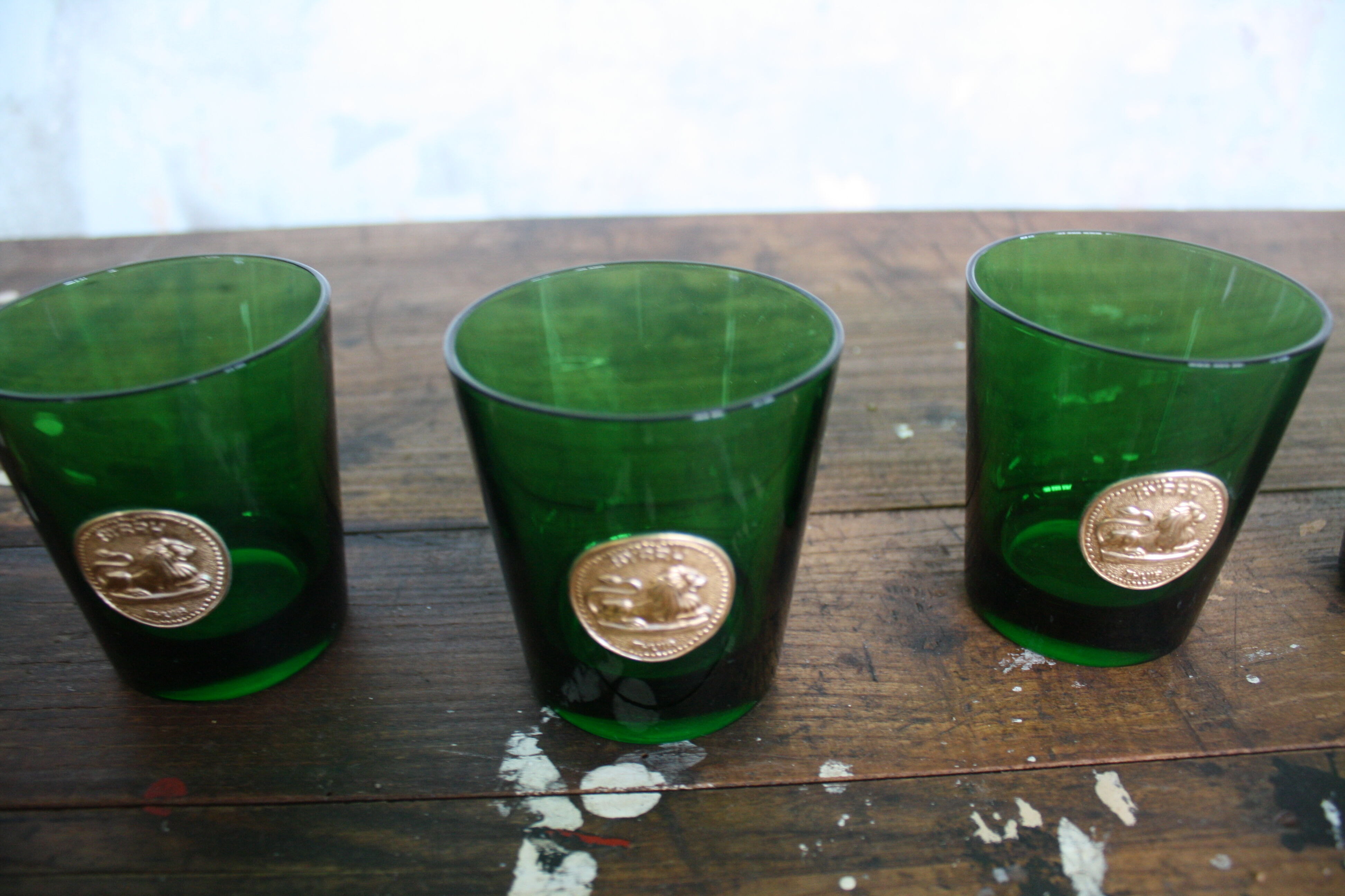 6 vintage Byrrh green lenses