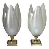 Paire de lampes nacrée style rougier design années 70