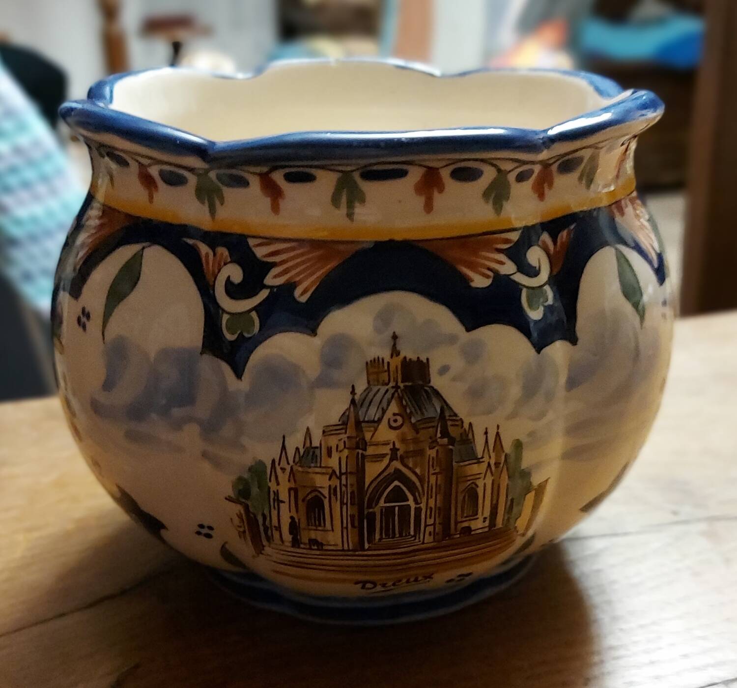 Rouen earthenware flowerpot