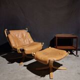 Fauteuil lounge et ottoman Falcon de Sigurd Ressel pour Vatne, Norvège 1970