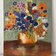 Old painting bouquet of flowers