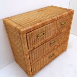 Vintage wicker chest of drawers - 1960s