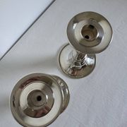 2 porte-bougies en argent vintage élégant de style mid-century moderne