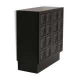 Black Brutalist Bar Cabinet with Graphic Patterned Doors, Belgium, 1970s