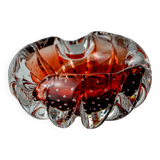 Sommerso bubbles pocket by Flavio Poli for Seguso, red Murano glass, Italy, 1970