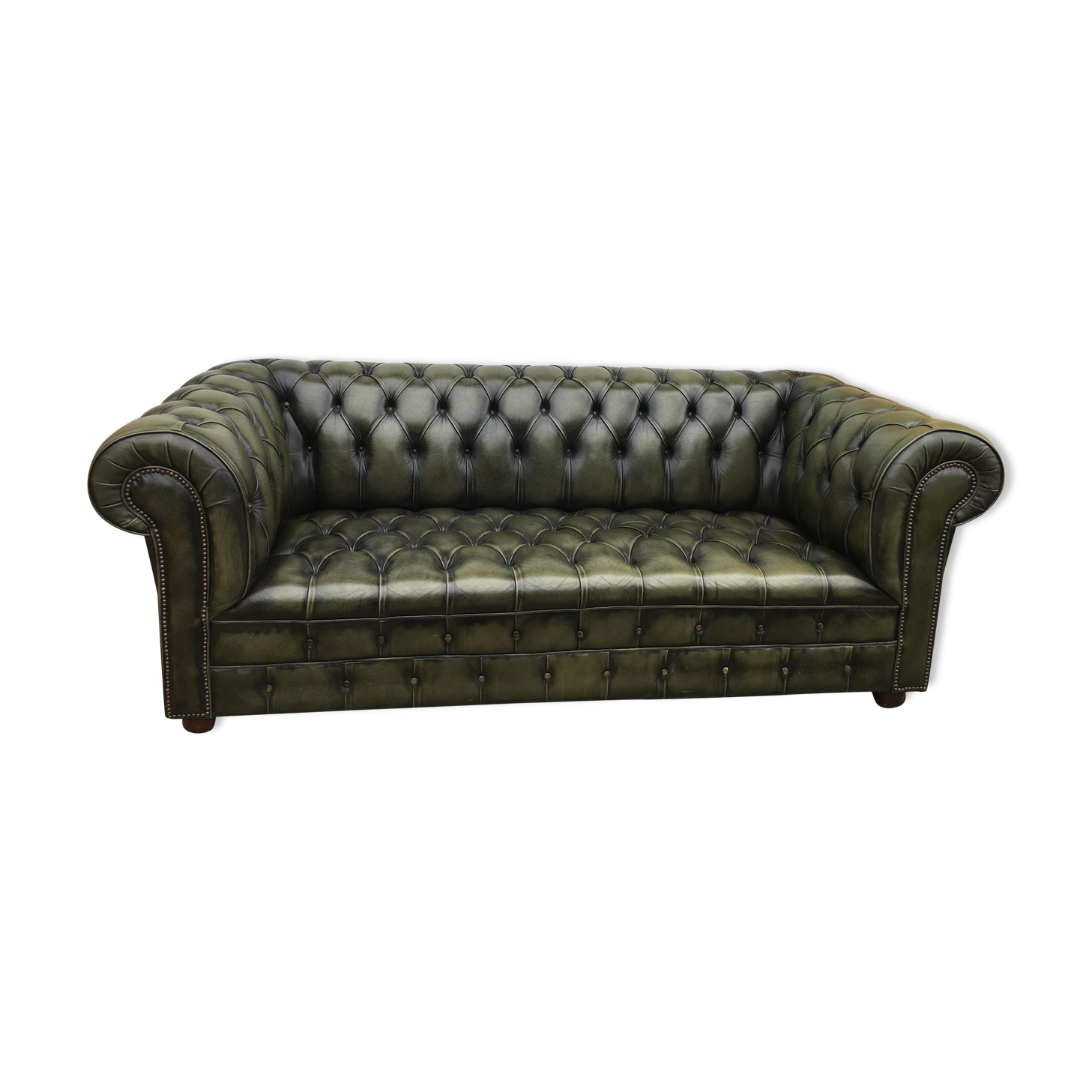 Canapé chesterfield 3 places en cuir de buffle