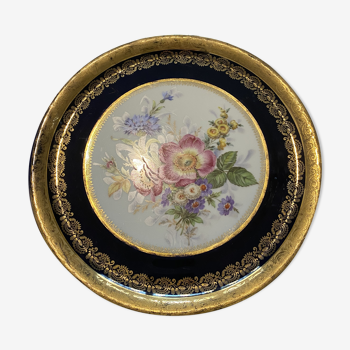Old porcelain tray decorated with gold leaf, hand-painted