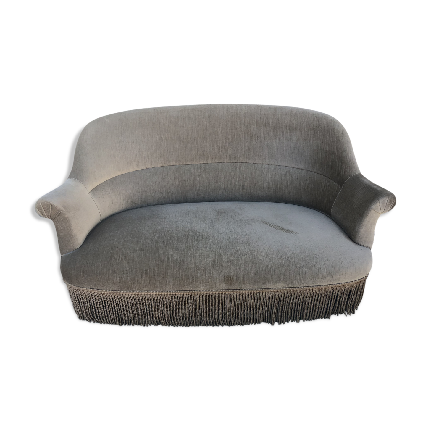 Vintage toad sofa in light taupe velvet