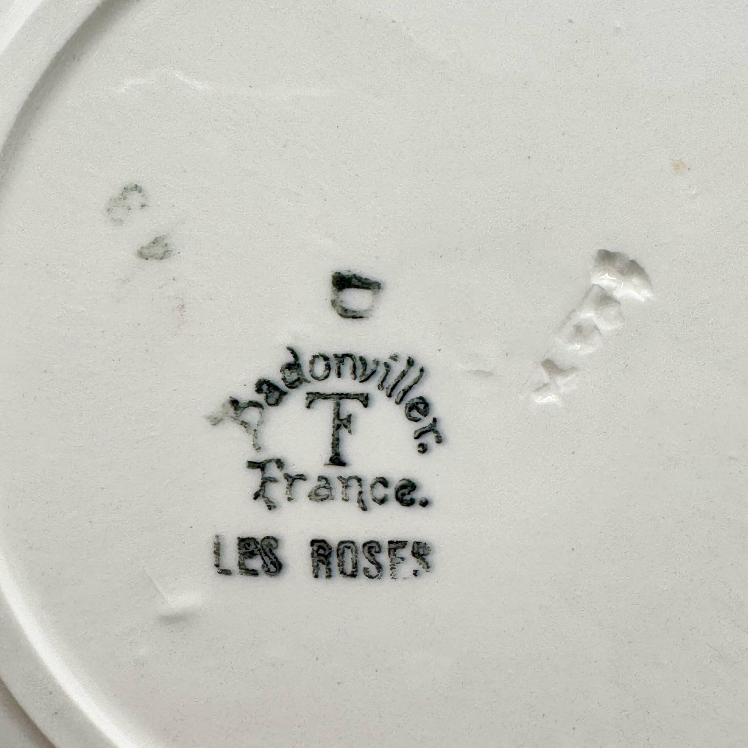 9 soup plates Badonviller model "Les Roses" from the 1950s