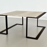 Italian mid-century travertine marble coffee table and metal base, 1970