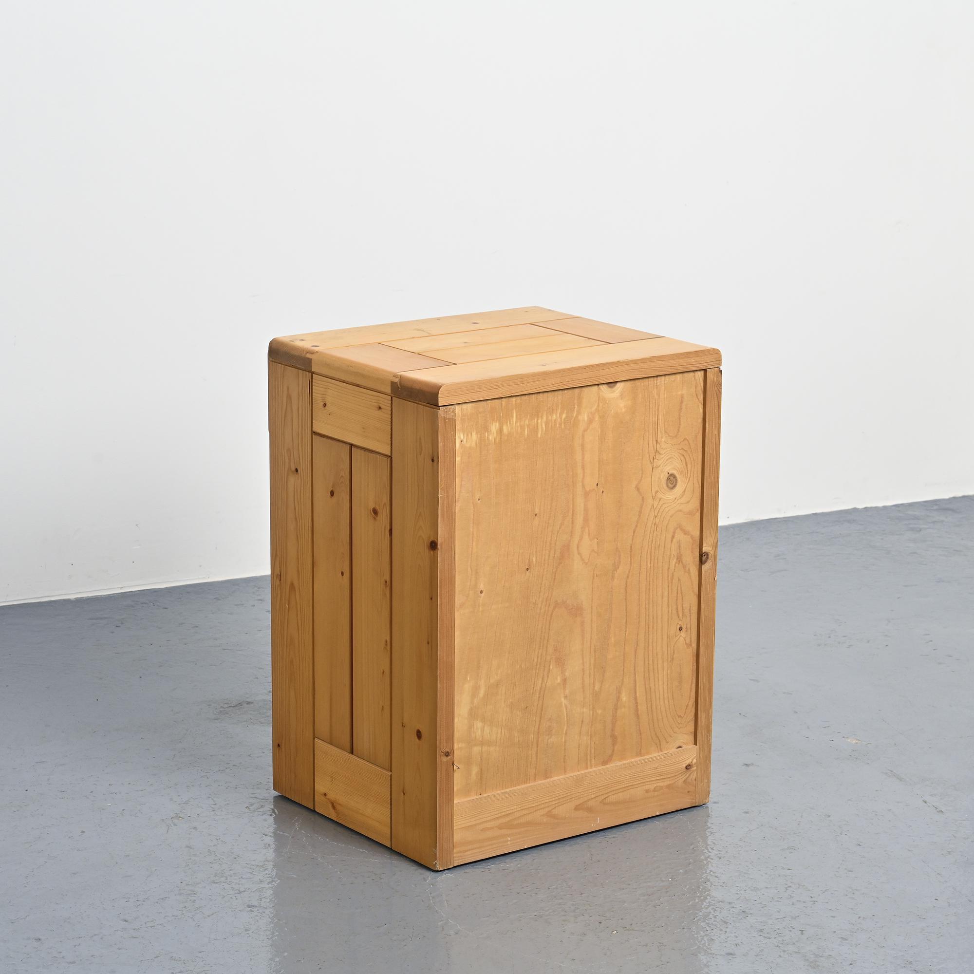 Nightstand made of solid pine, circa 1975.