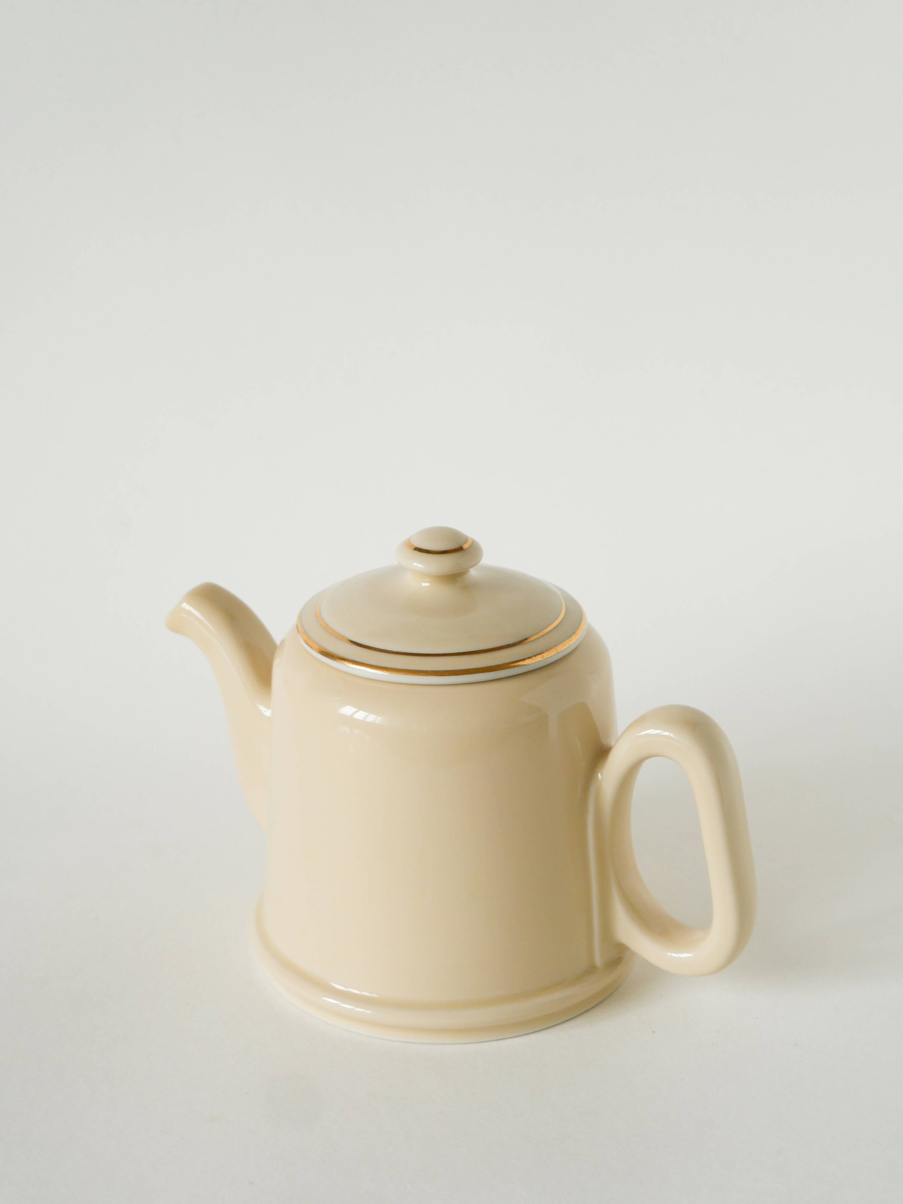Ceramic teapot, Butter yellow and Gold, 1950