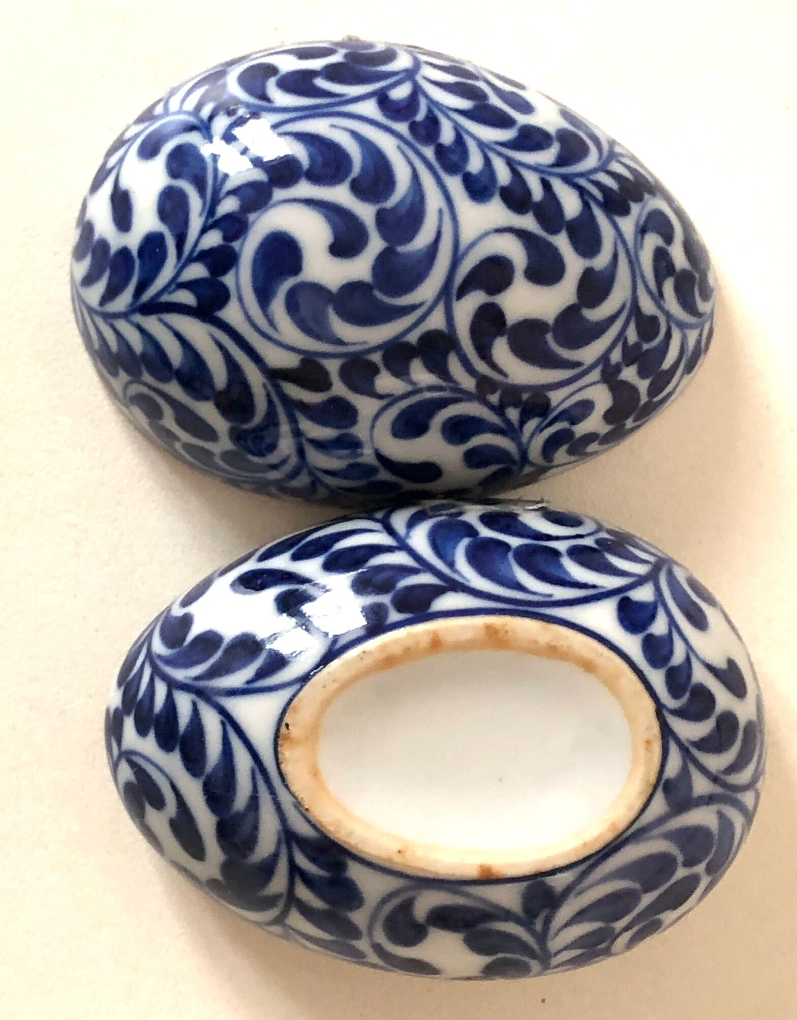 Egg Box Blue White Ceramic Thailand
