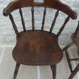 4 solid wood western-style "smoker's chairs" made of oak
