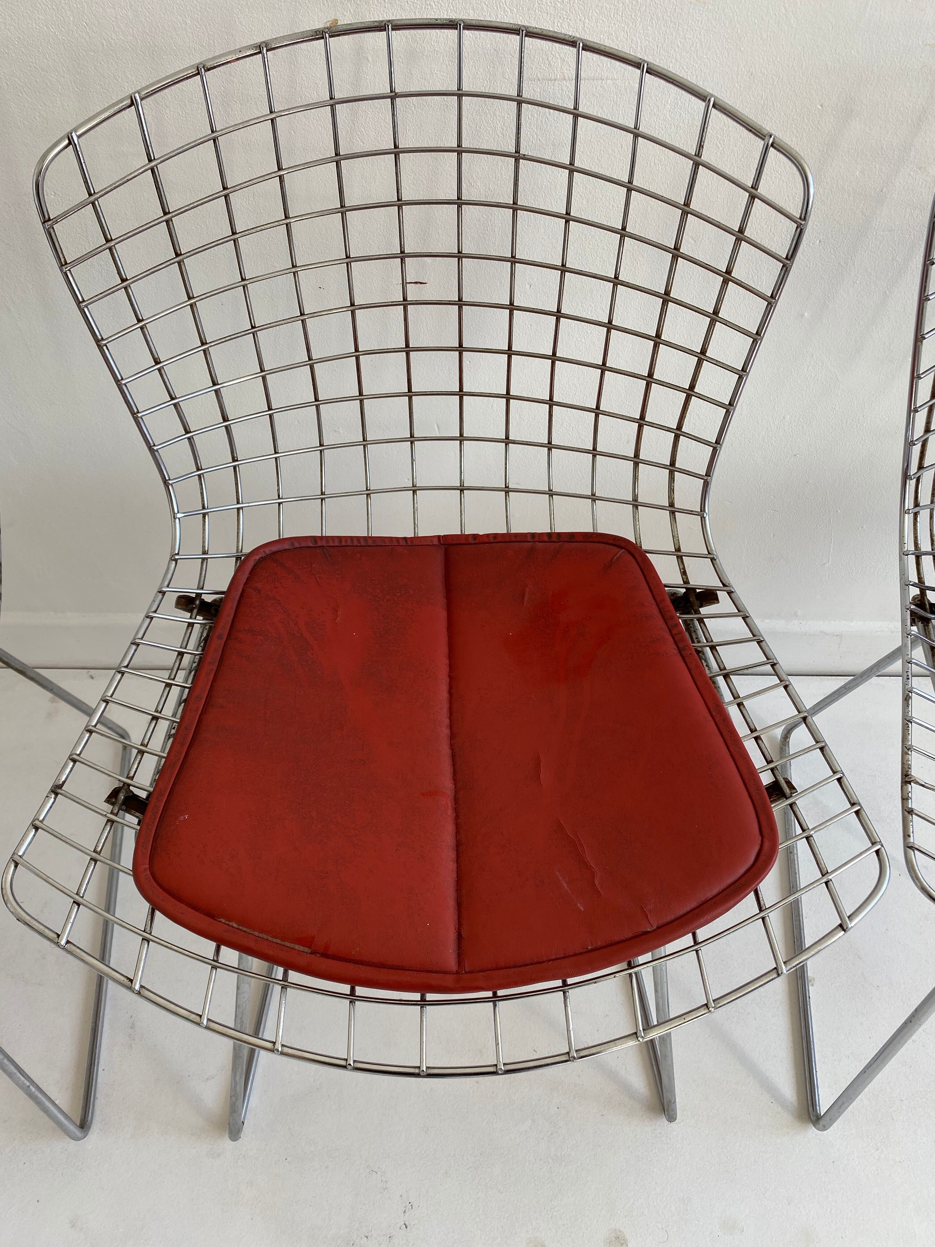 Lot de 4 chaises chromées par Bertoia pour Knoll, vers 1960