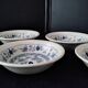 4 Biltons porridge or cereal bowls with blue onion decoration