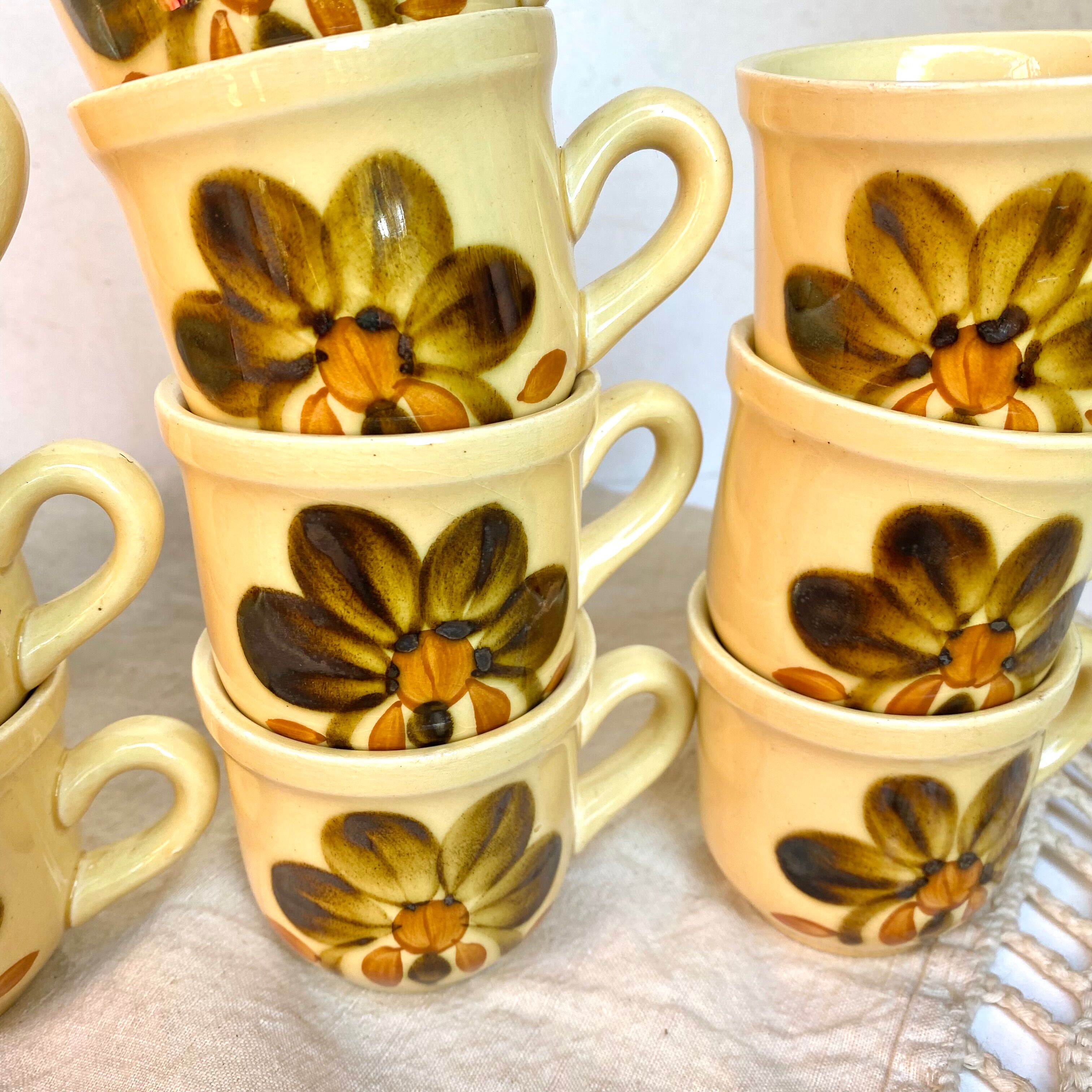 Vintage porcelain cups from Gien "Bamako"