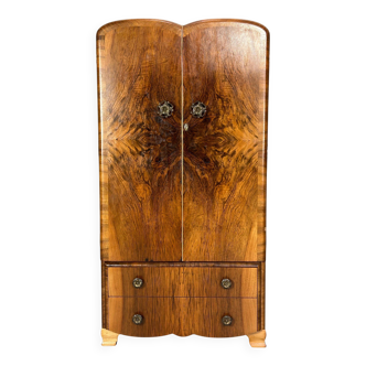 Art Deco Walnut Burl Wardrobe 1930