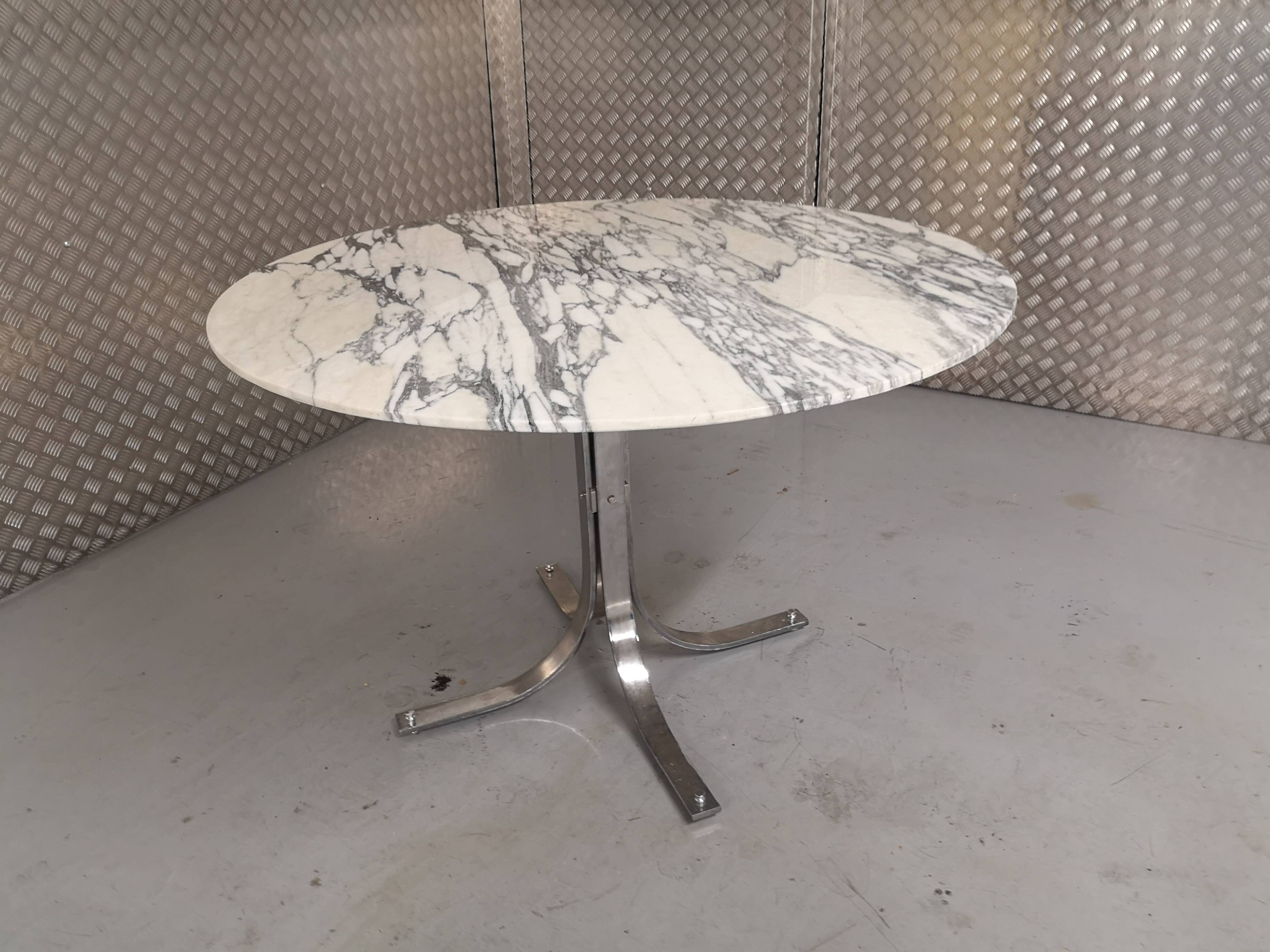 tulip table in marble and chrome metal italy 1970