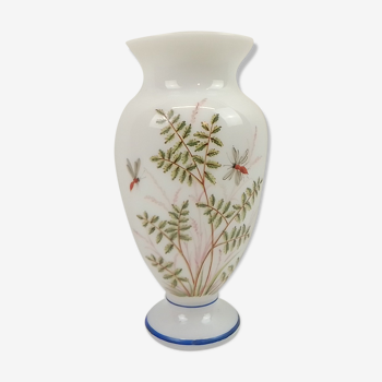 Vase white deco flowers opaline style 30 cm