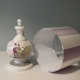 Large vintage ceramic table lamp with oriental images.