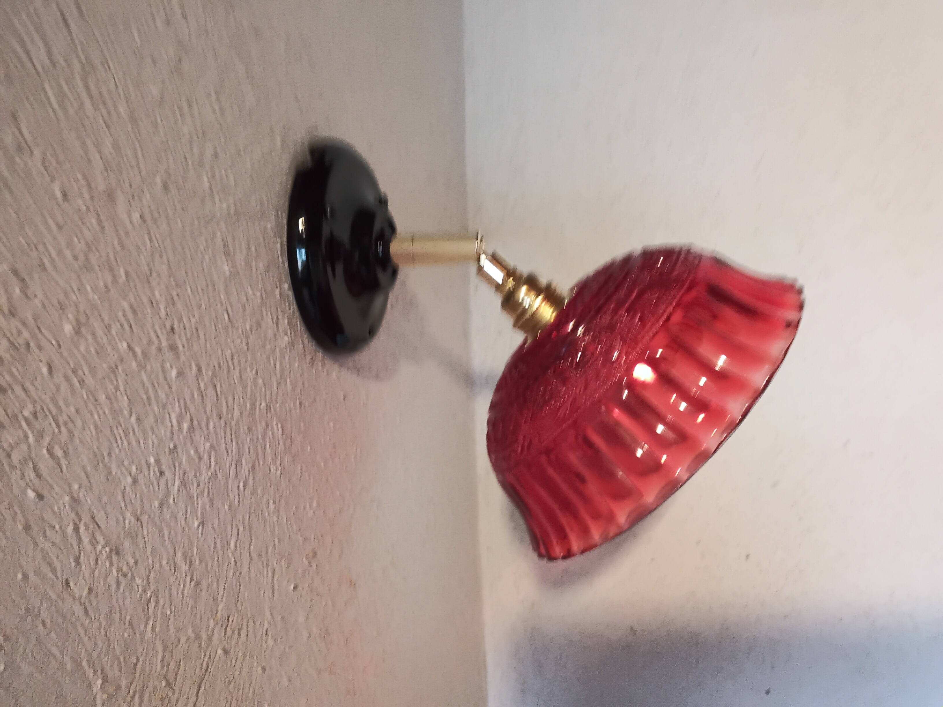 Vintage red glass wall light