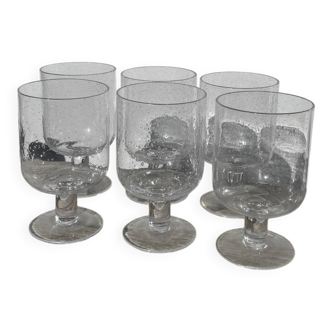 6 large transparent bubble glass wine glasses
