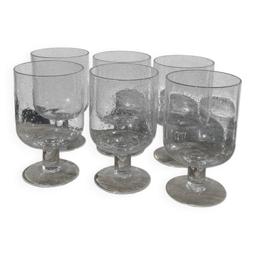 6 large transparent bubble glass wine glasses