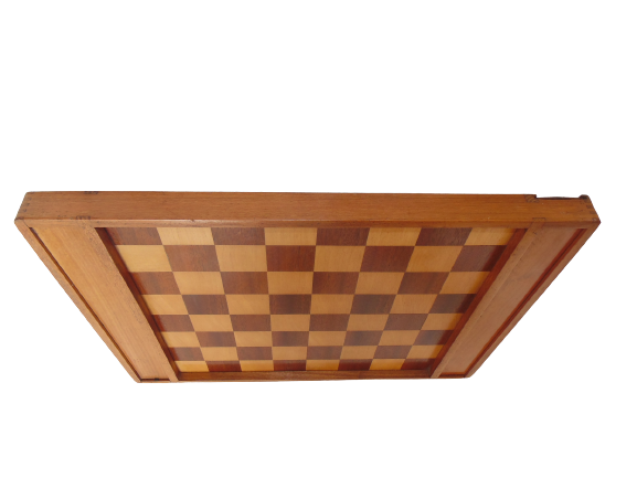 Wooden checkers and marquetry with storage