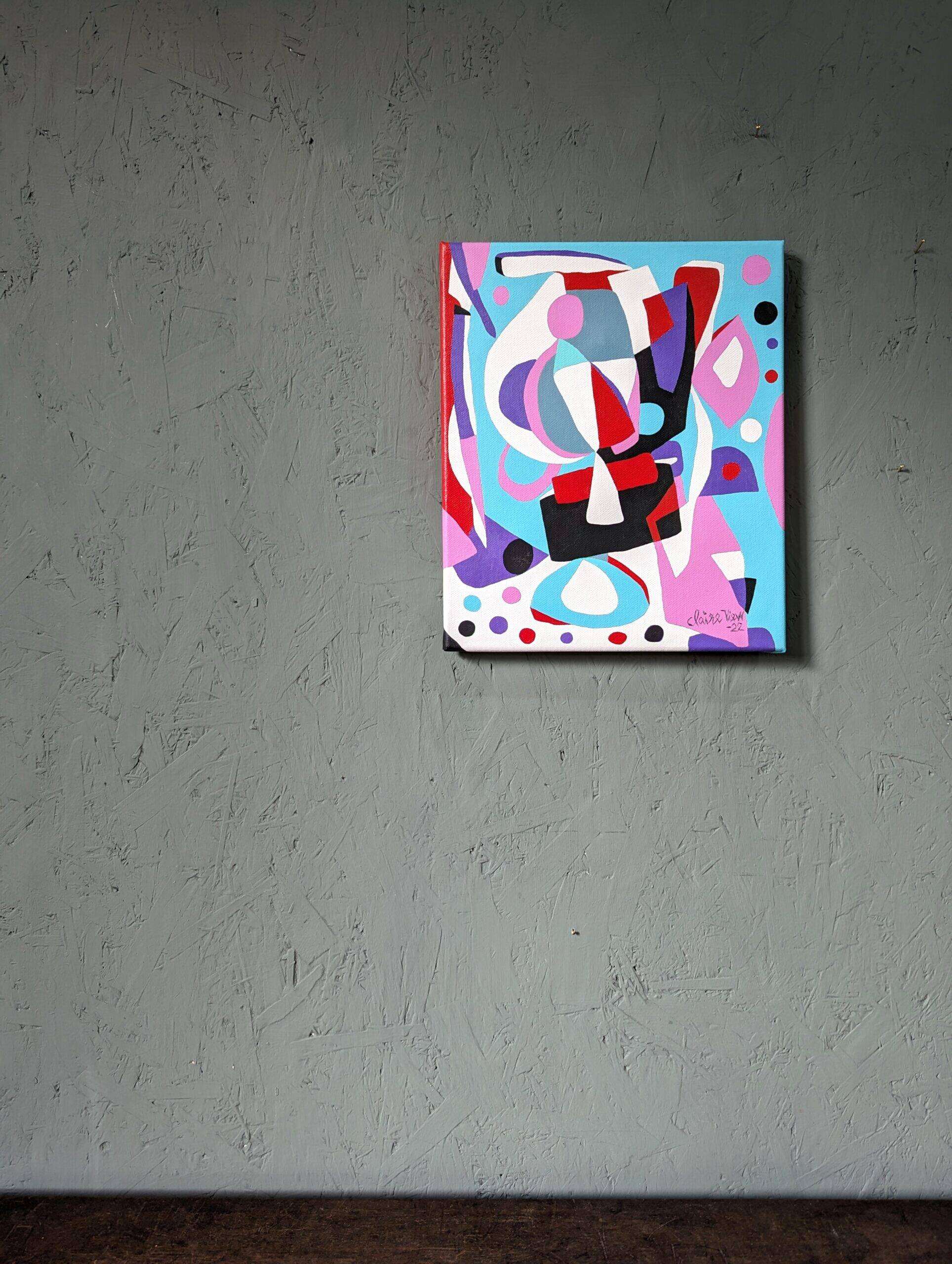 Contemporary Abstract "Morning Blues", Small Unframed Oil Painting, 2022