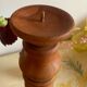 Sculptural Totem Candle Holder 40cm - Turned Solid Wood - 70s Spirit / Pear