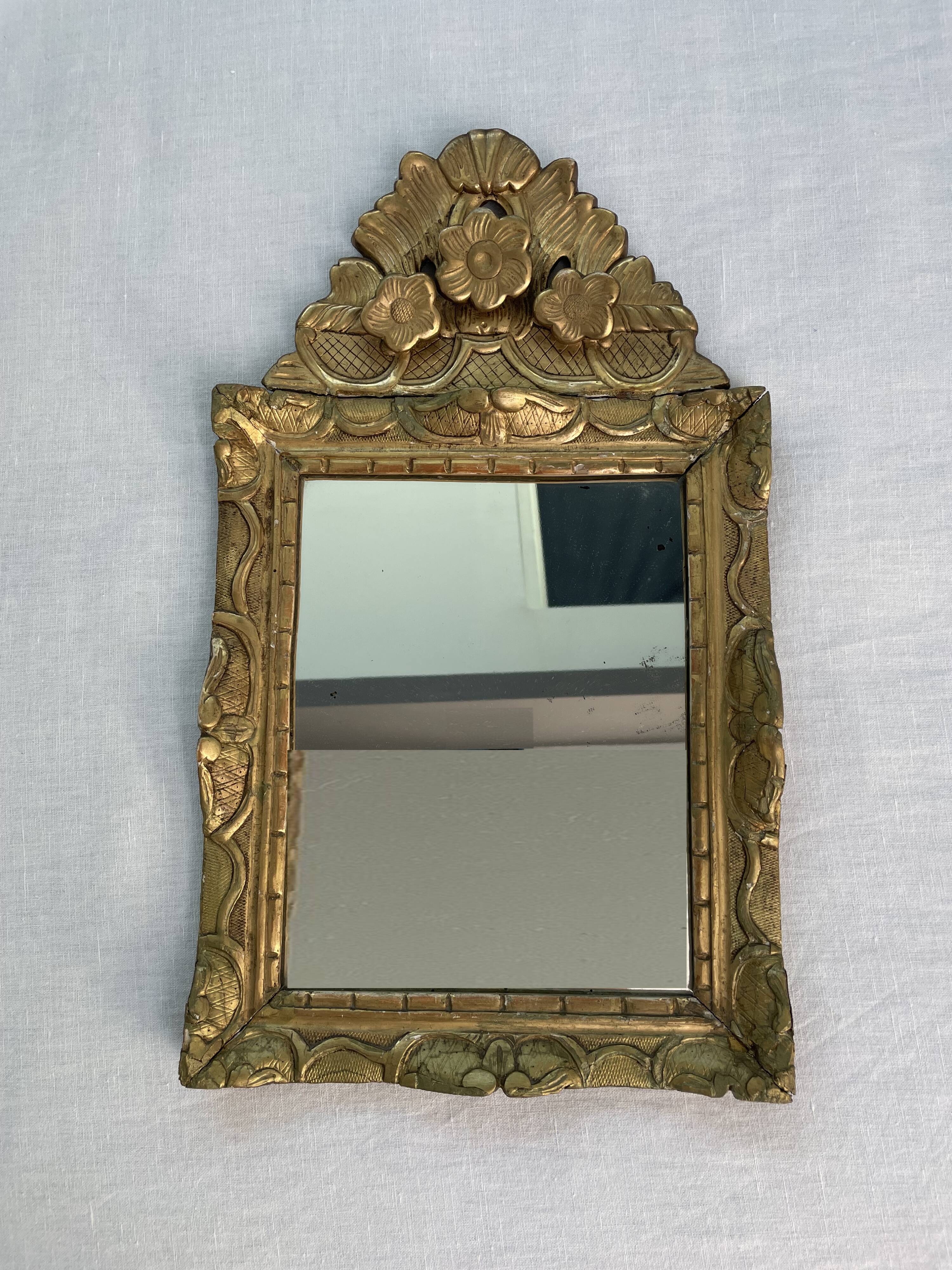 18th century mirror, Louis XVI period, gilded carved wood