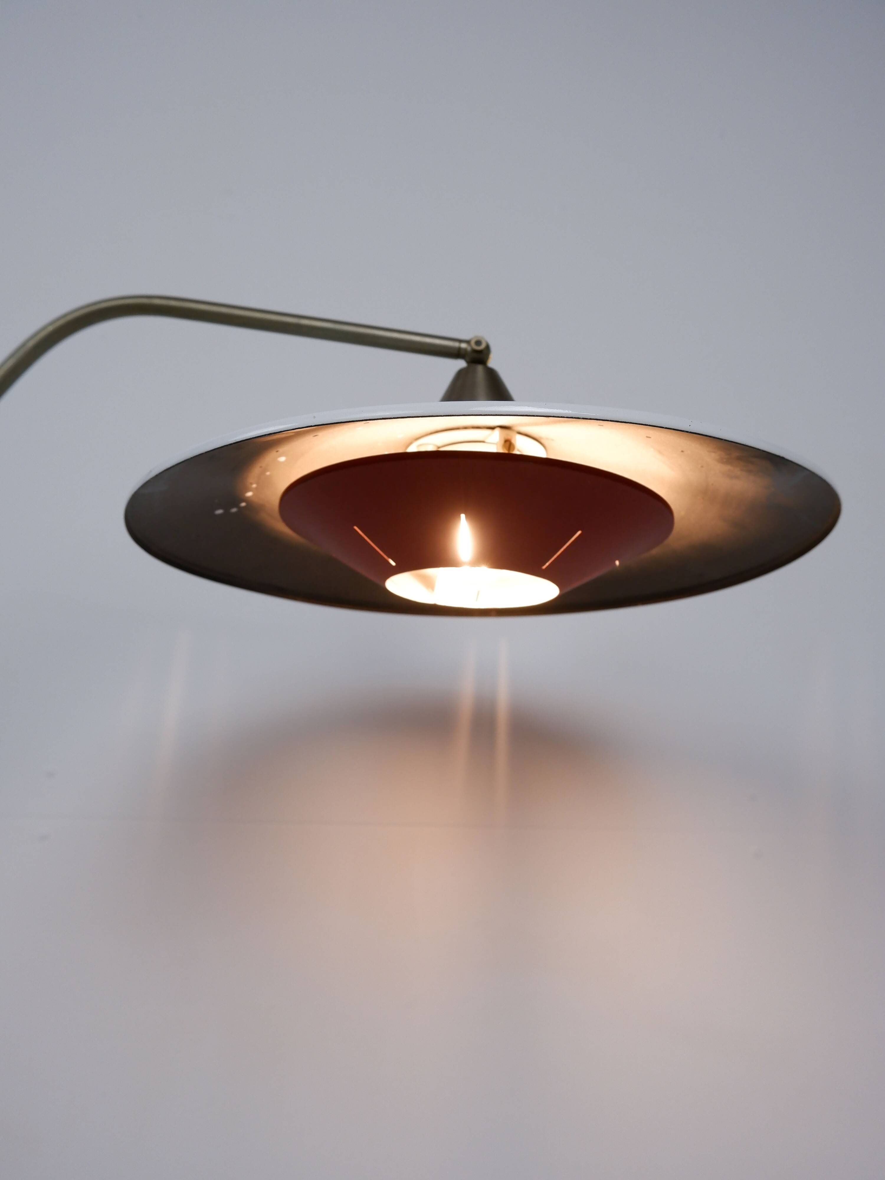 Floor lamp with enamel shade, 1950s