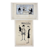 Pair of old cartoons Presse signed Dandurand and Berly