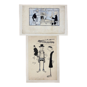 Pair of old cartoons Presse signed Dandurand and Berly