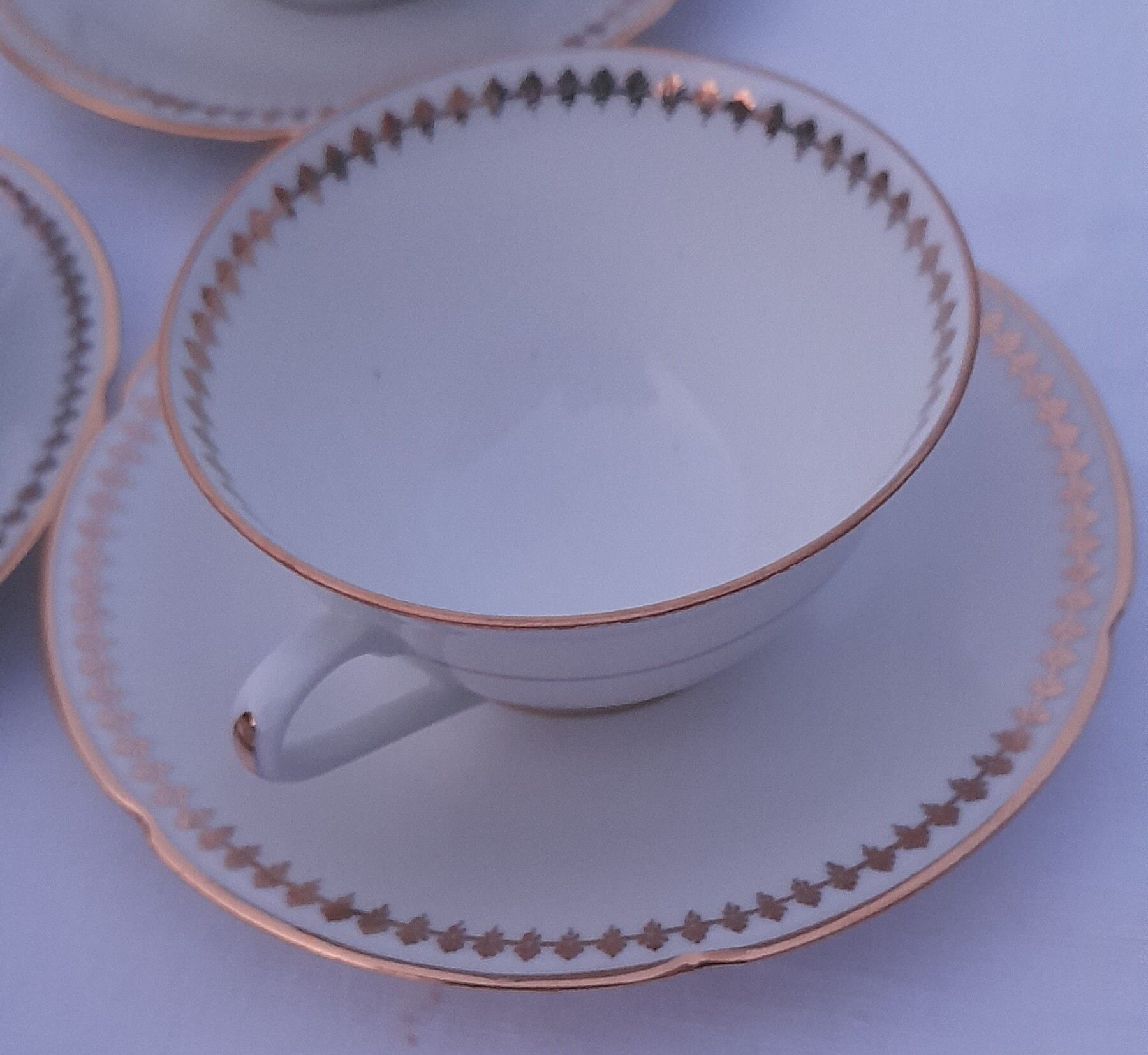 Coffee service in prcelaine from Sologne Lamotte with golden frieze