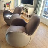 2 fauteuils cuir et alcantara Roche bobois