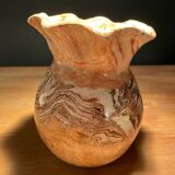 Round vase in mixed earth signed