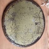 Round hammered brass mirror / vintage openwork