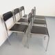 Set of 6 vintage Italian stackable chairs in chrome metal and faux leather.
