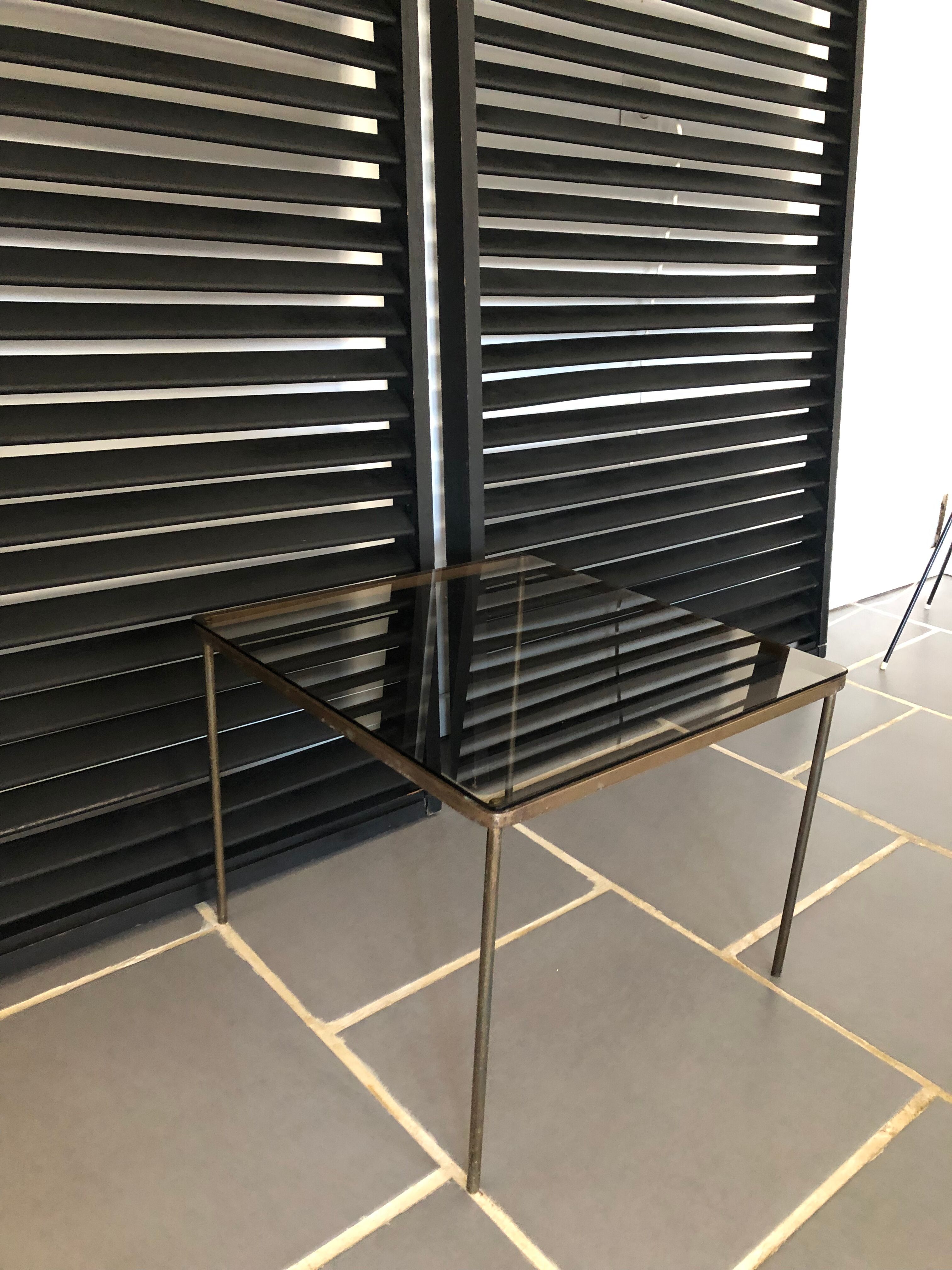 Vintage glass and brass coffee table