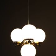 Art Deco brass chandelier with opaline glass, Czechoslovakia, 1930s