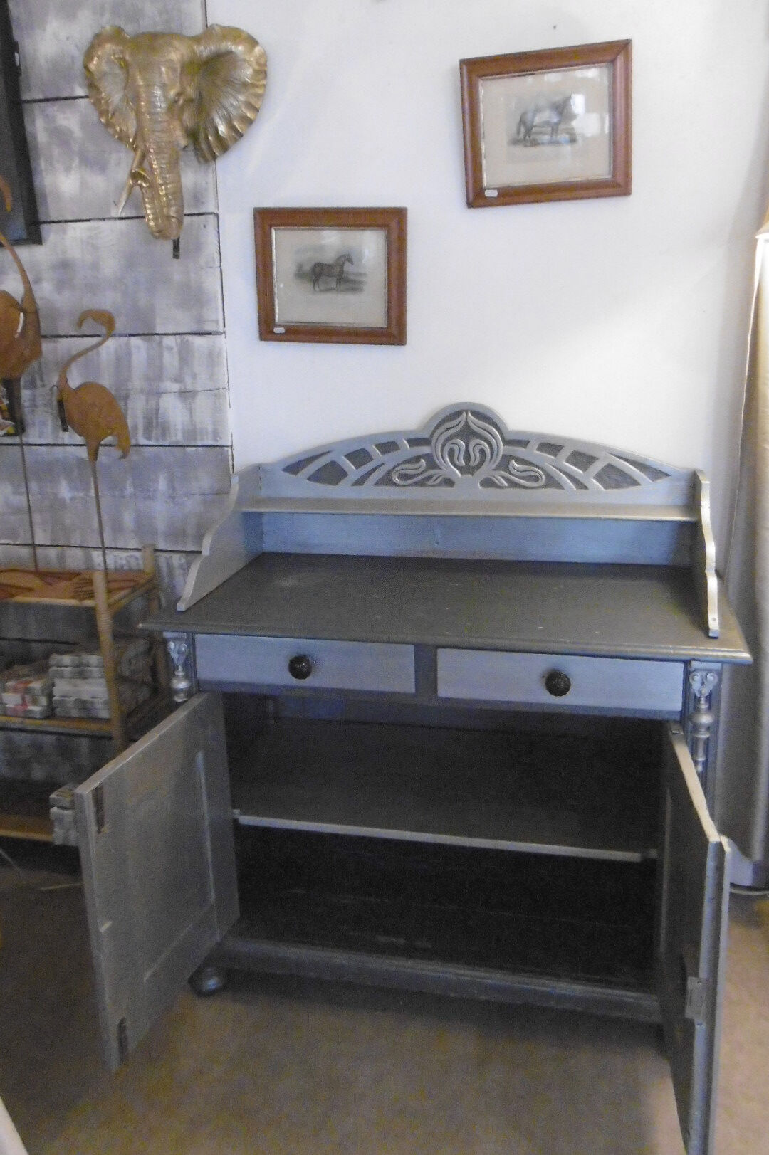 Buffet low 19th - silver grey patina and slate