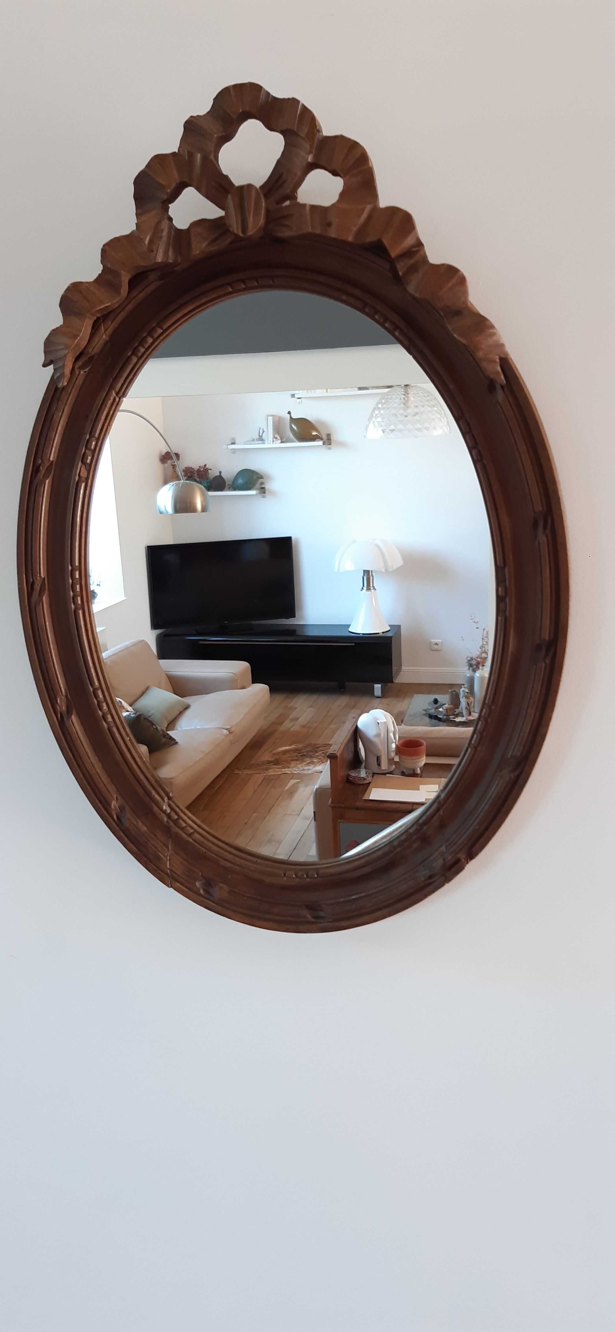 Miroir en bois oval années 30