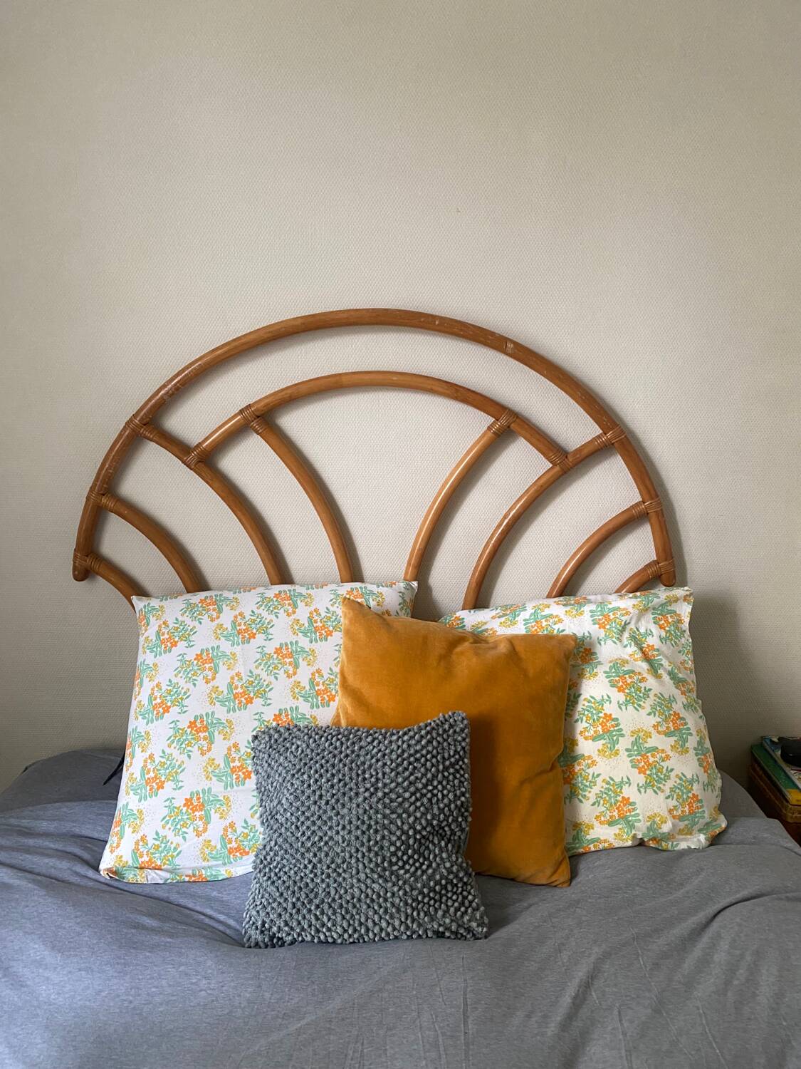 70's rattan headboard