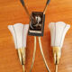 Sconce 2 brass branches, opaline tulip, 1950